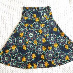 Lularoe Azure Skirt Small Blue Yellow Vibrant